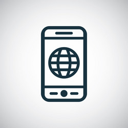 Smartphone globe icon for web and ui vector