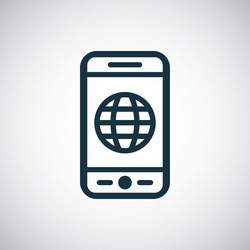 Smartphone globe icon for web and ui vector