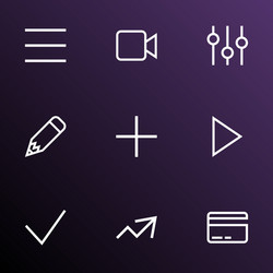 user icons line style set with equalizer schedule vector image