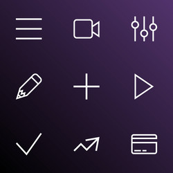 User icons line style set with equalizer schedule vector