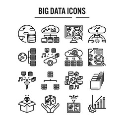 big data icon in outline design for web vector image