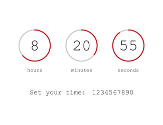 clock icon with hours minutes and seconds red vector image