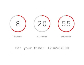 Clock icon with hours minutes and seconds red vector