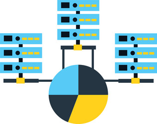 Database server center connection pie chart report vector