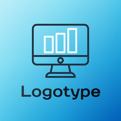 Line computer monitor with graph chart icon vector