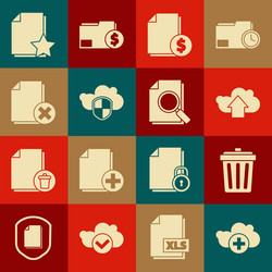 Set add cloud trash can upload finance vector