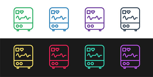 set line computer monitor with cardiogram icon vector image