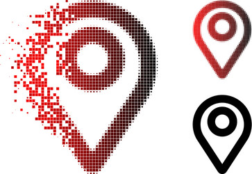 Sparkle pixelated halftone map pointer icon vector