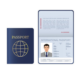 3d card international passport in flat style vector