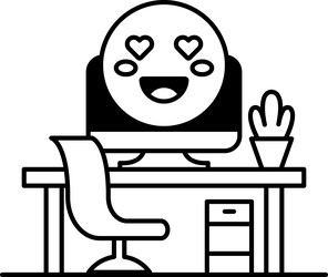computer monitor with a smiling face vector image