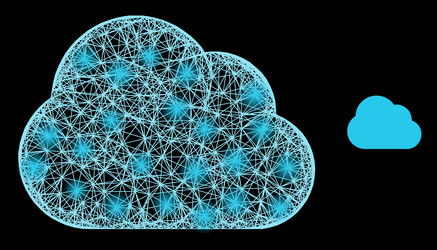 Constellation net mesh cloud with light spots vector