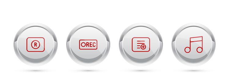 Set line record button add playlist and music vector
