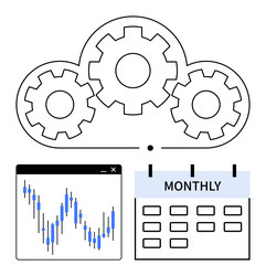 cloud technology integration with monthly data vector image