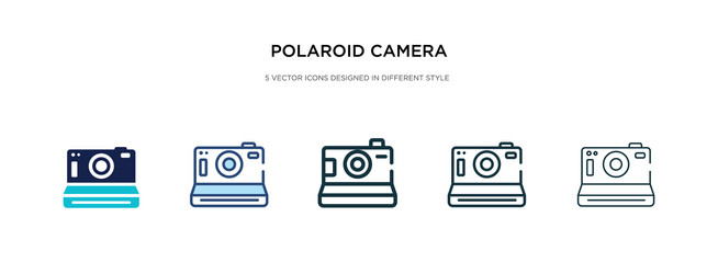 polaroid camera icon in different style two vector