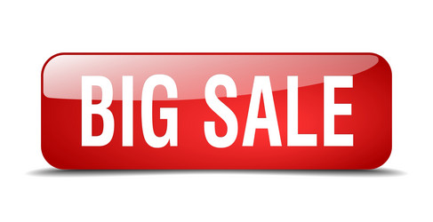 big sale red square 3d realistic isolated web vector image