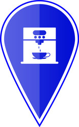 blue map pointer with coffee maker machine vector image