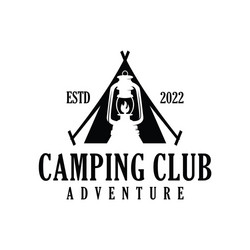 camping logo with lantern and tent image Vector Image