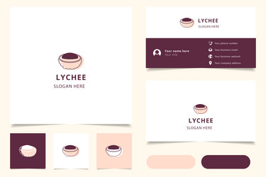 Lychee logo design with editable slogan branding vector