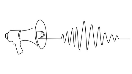 one line drawing of megaphone horn signal