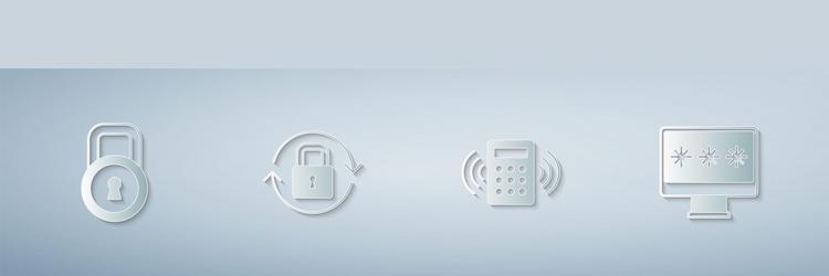 set lock security keypad access panel and monitor vector image