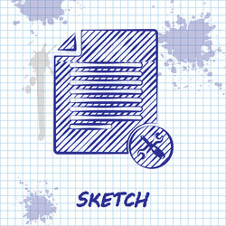 sketch line file document with screwdriver vector image