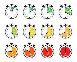 stopwatch timer clock symbol set vector image