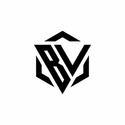 bv logo monogram with triangle and hexagon modern vector image