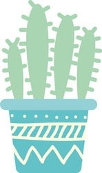 Isolated cactus inside pot block gradient style vector