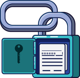 Secure padlock open with chain and password vector