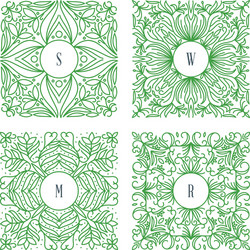 Floral frame mono line style design template vector