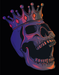 Skull with Crown - Dark Gothic Art Vector Image