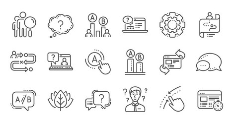 Ux line icons ab testing journey path map vector