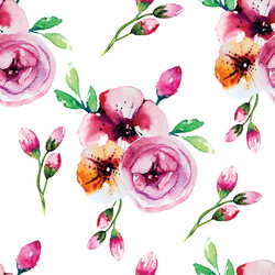 Watercolor Rose Floral Seamless Pattern Vector Image