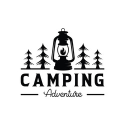 hand drawn camping logo with lantern vintage Vector Image