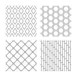 rhombus hexagon and grid with circles textures vector image