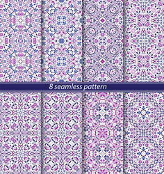 set of eight seamless abstract patterns in ethnic vector image