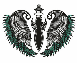 tribal art design sword wings Vector Image