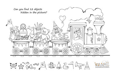 can you find 12 objects hidden in the picture vector image