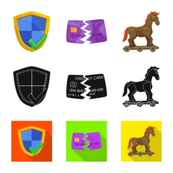 isolated object of virus and secure sign set vector image