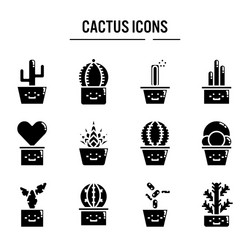 cactus icon in solid design for web vector image