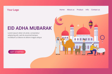 landing page eid adha mubarak design concept vector