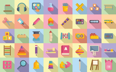 early educations icons set flat baby learn vector