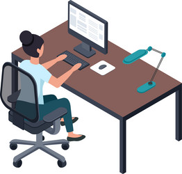 Office worker at work place use computer vector