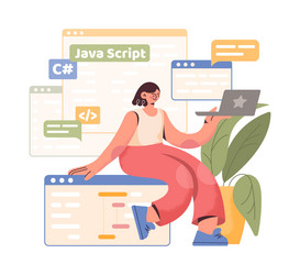 pc work computer programmer character browser vector image
