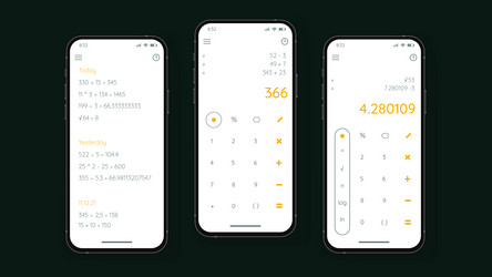 Calculator app light user interface set three vector