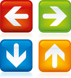 Four buttons in assorted colors with arrow candy vector