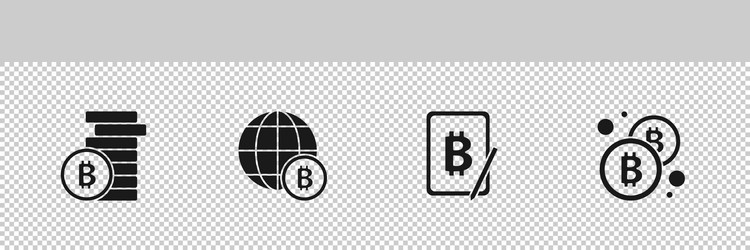 set bitcoin globe mining from tablet vector image