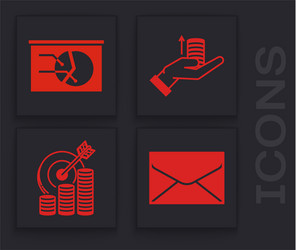 set envelope board with graph chart money on hand vector image