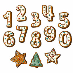 Set of gingerbread cookie numbers with the phrase vector