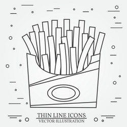 thin line icon fries in box for web design vector image